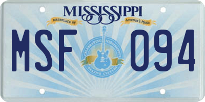 MS license plate MSF094