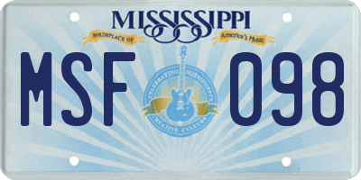 MS license plate MSF098