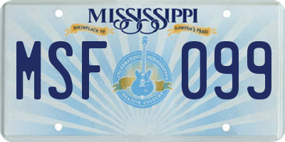 MS license plate MSF099