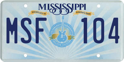 MS license plate MSF104