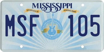 MS license plate MSF105