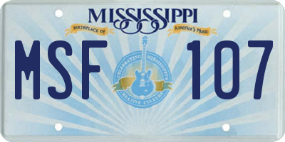 MS license plate MSF107