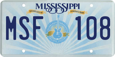 MS license plate MSF108