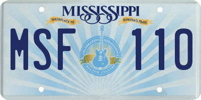 MS license plate MSF110