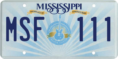 MS license plate MSF111
