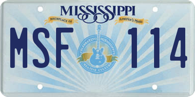 MS license plate MSF114