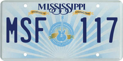 MS license plate MSF117