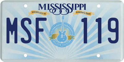 MS license plate MSF119