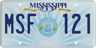 MS license plate MSF121