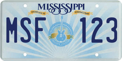 MS license plate MSF123