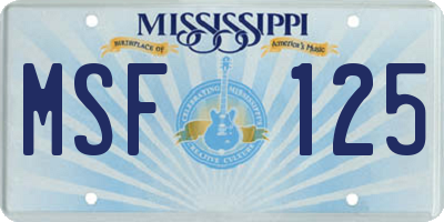 MS license plate MSF125