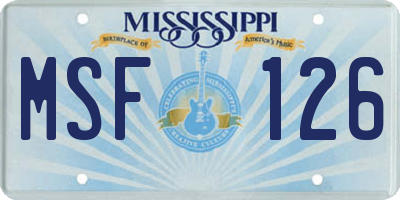 MS license plate MSF126
