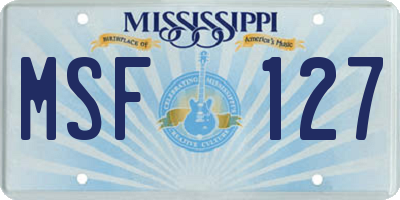 MS license plate MSF127