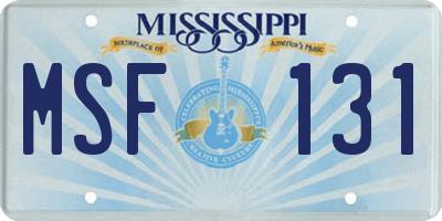 MS license plate MSF131