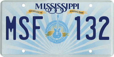 MS license plate MSF132