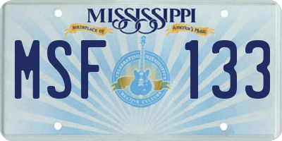 MS license plate MSF133