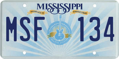 MS license plate MSF134