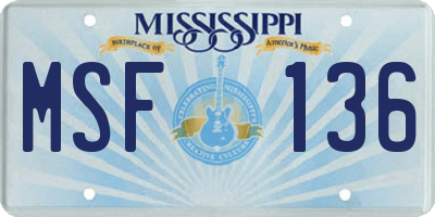 MS license plate MSF136