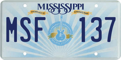MS license plate MSF137