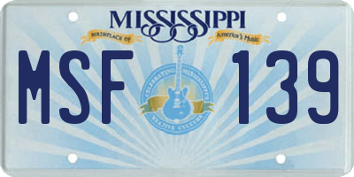 MS license plate MSF139