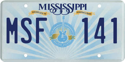 MS license plate MSF141