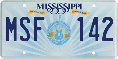 MS license plate MSF142