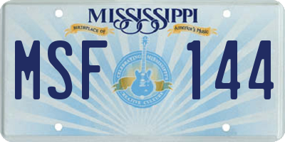 MS license plate MSF144
