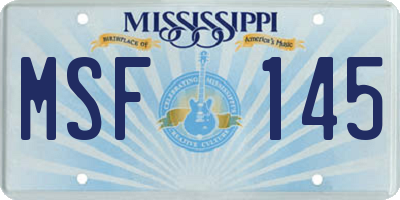 MS license plate MSF145