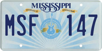 MS license plate MSF147