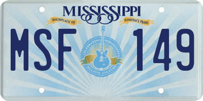 MS license plate MSF149