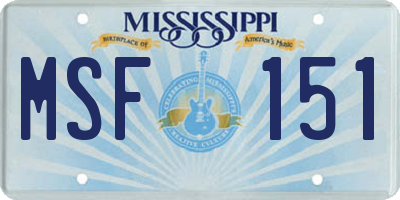 MS license plate MSF151