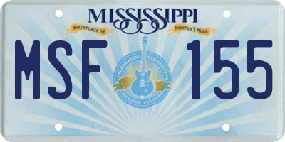 MS license plate MSF155