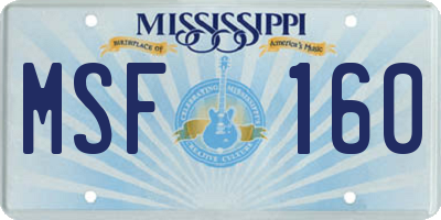 MS license plate MSF160