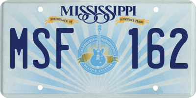 MS license plate MSF162