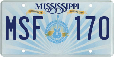 MS license plate MSF170