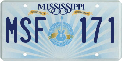 MS license plate MSF171