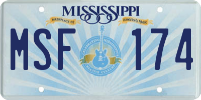 MS license plate MSF174