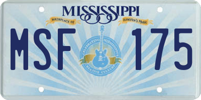 MS license plate MSF175