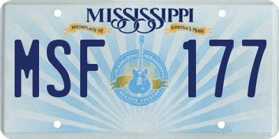 MS license plate MSF177