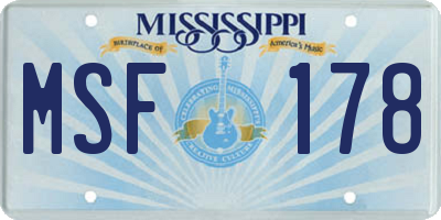 MS license plate MSF178