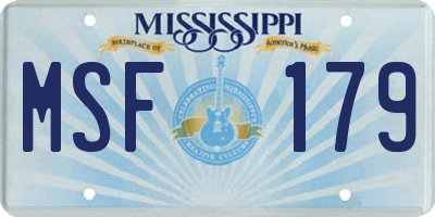 MS license plate MSF179