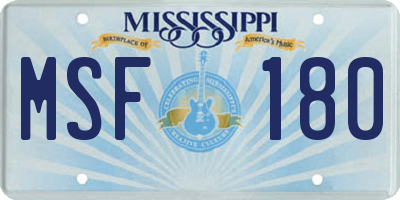 MS license plate MSF180