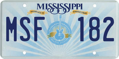 MS license plate MSF182