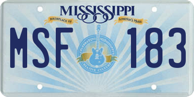 MS license plate MSF183