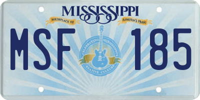 MS license plate MSF185