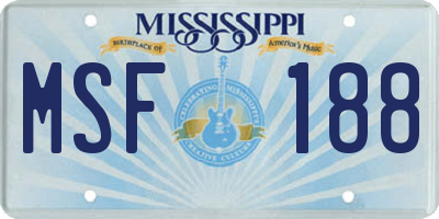 MS license plate MSF188