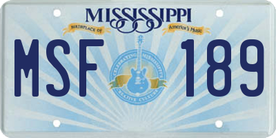 MS license plate MSF189