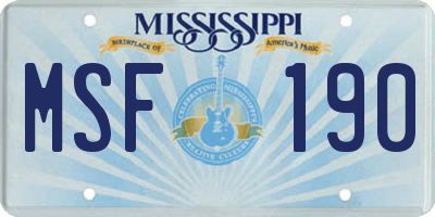MS license plate MSF190