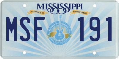 MS license plate MSF191