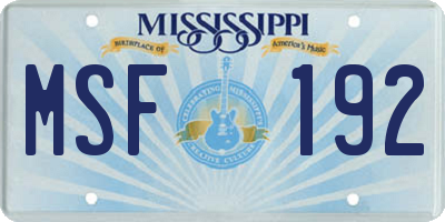 MS license plate MSF192